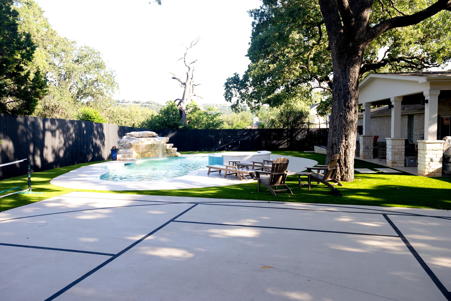 Pool Area Artificial Turf and Backyard Court Setup That Actually Gets Used image