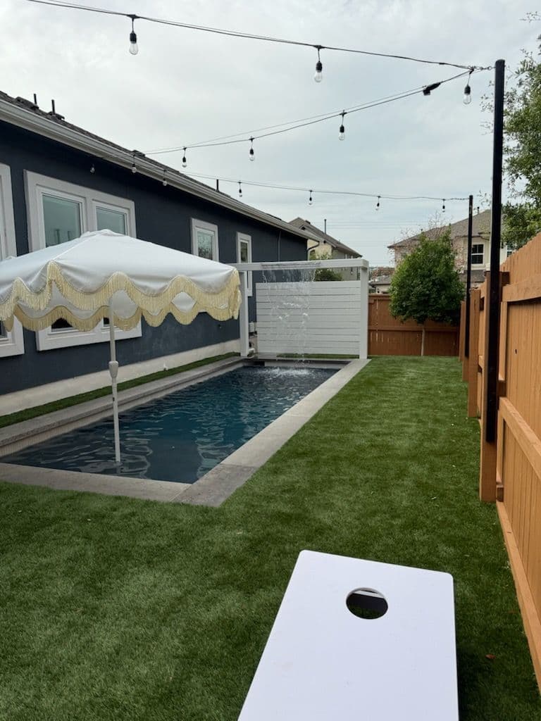 Gallery photos for Backyard Oasis with Artificial Turf and Lighting: Image #1