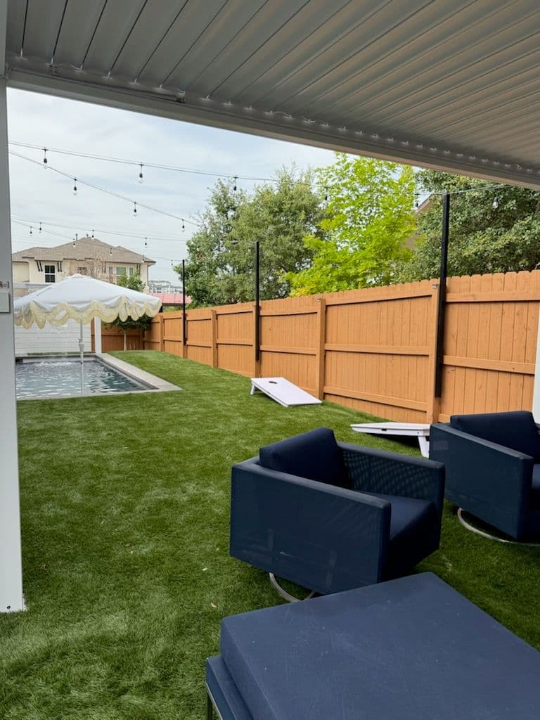 Gallery photos for Backyard Oasis with Artificial Turf and Lighting: Image #2